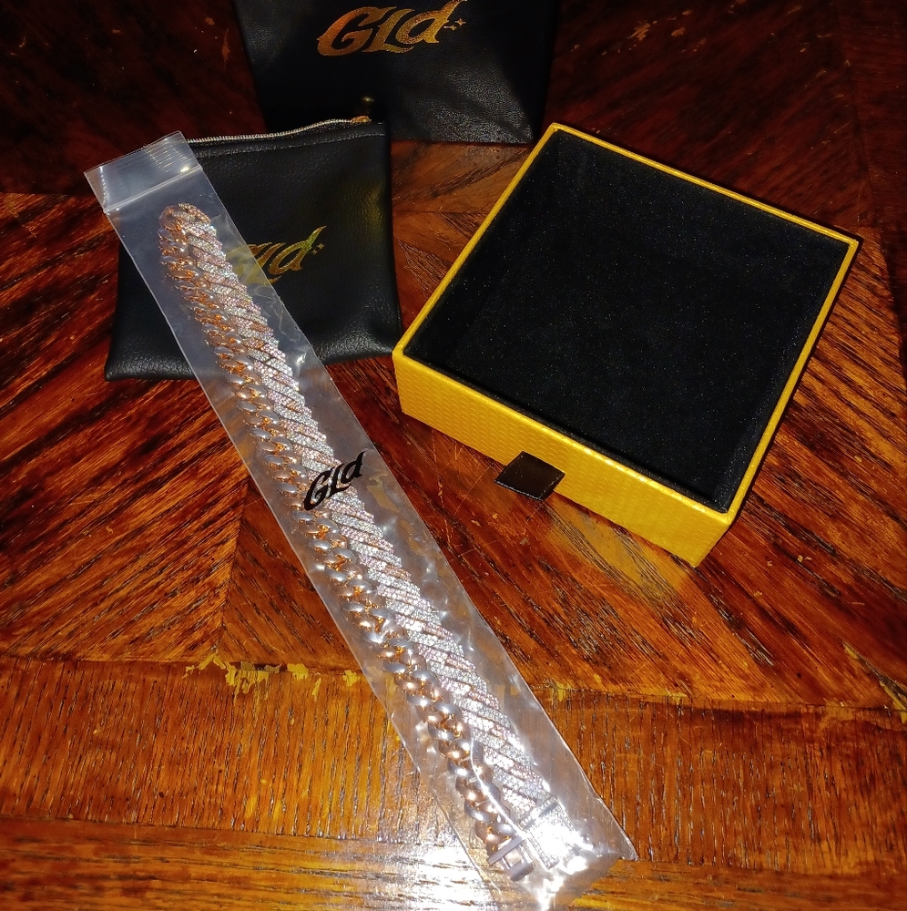 Brand New Shop GLD Diamond Prong Link Two Tone 12mm 22 inch Chain